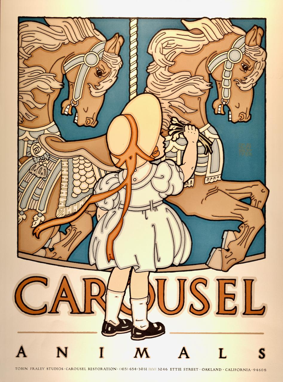 David Lance Goines Landscape Print - Carousel Animals: A Limited Edition Goines Graphic Art Poster