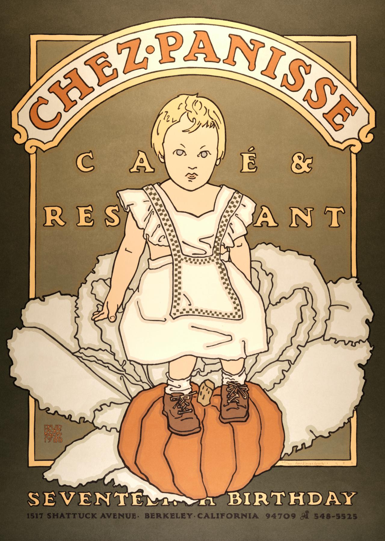 Célébration du anniversaire de Chez Panisse : signée, édition limitée Affiche graphique de Goines