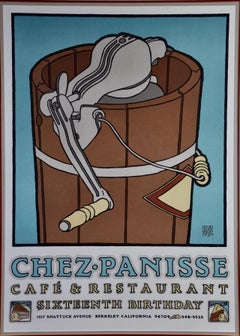 Chez Panisse Restaurant Birthday Celebration: Original Goines Graphic Art Poster