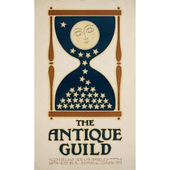 Circa 1965 David Lance Goines original poster for The Antique Guild
