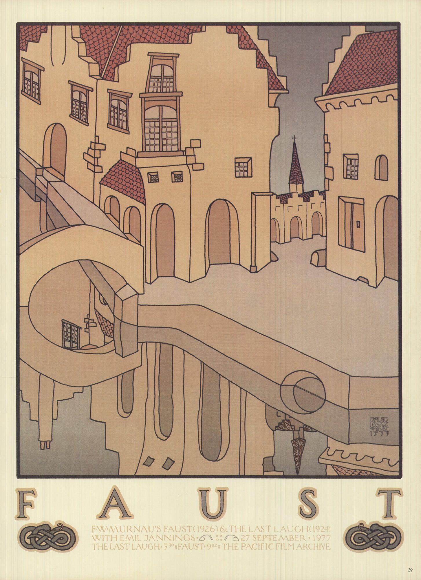Découvrez l'éclat visuel d'une page de publicité tirée du "David Lance Goines Poster Book", publié en 1978. Cette page exceptionnelle reprend le graphisme emblématique de David Lance Goines, réputé pour ses couleurs vives, ses compositions