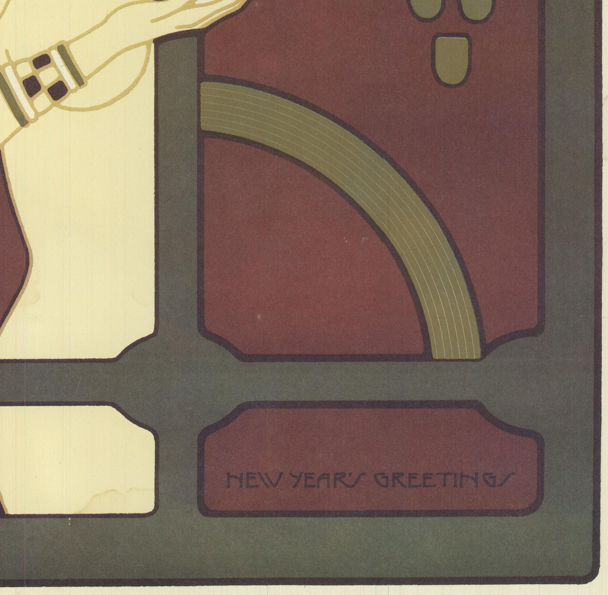 David Lance Goines 'New Year's Greetings' 1978- Offset Lithograph For Sale 3