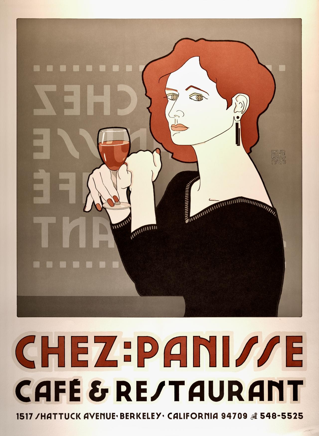 David Lance Goines Interior Print -  "Chez Panisse Cafe and Restaurant" Birthday: Original Goines Graphic Art Poster