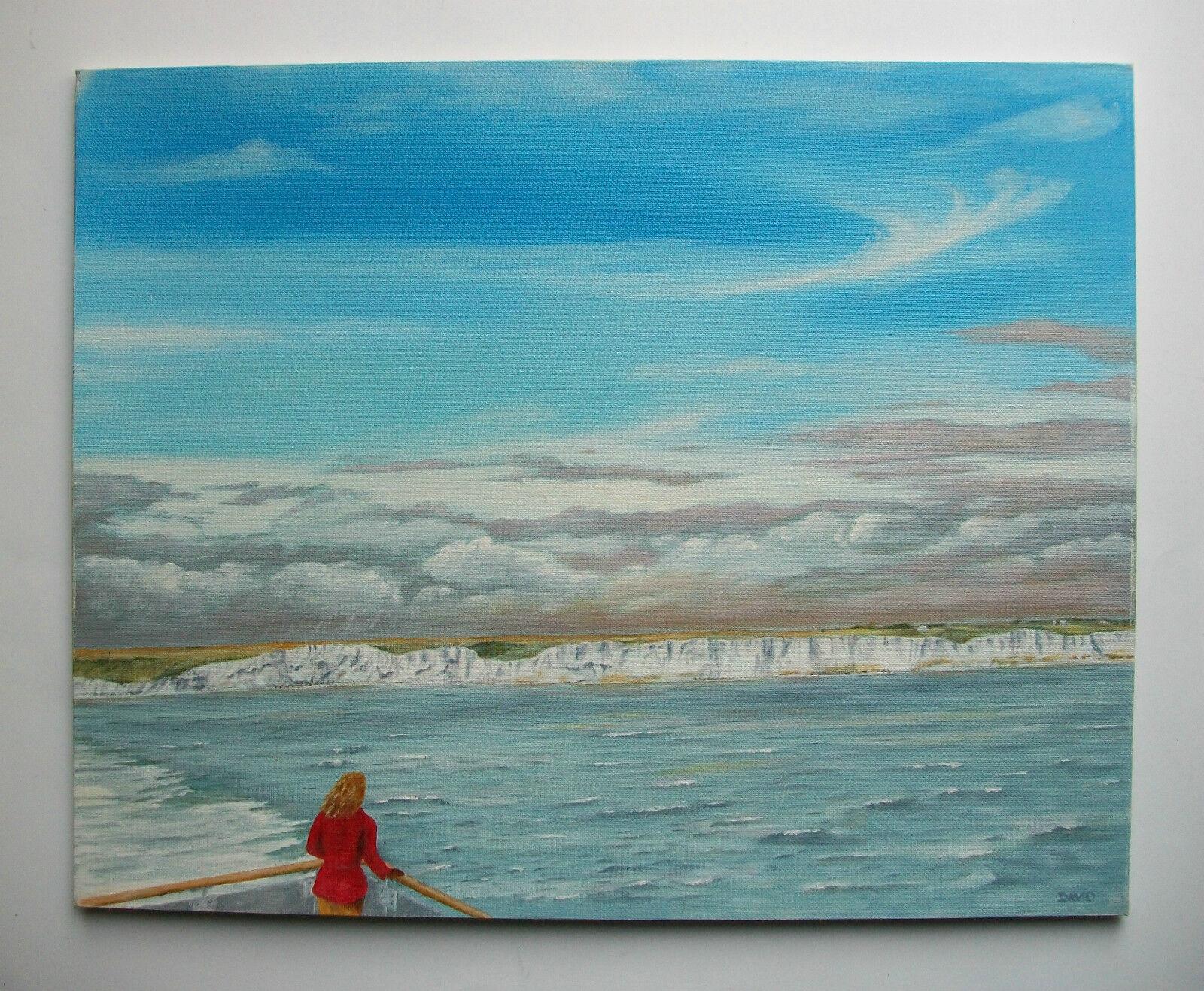 Canvas DAVID LANGDON - 'Cliffs of Dover' - Contemporary Oil Painting - Signed - C. 2000 For Sale