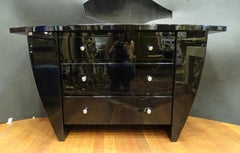 David Lange, credenza nera anni '70, laccata, firmata