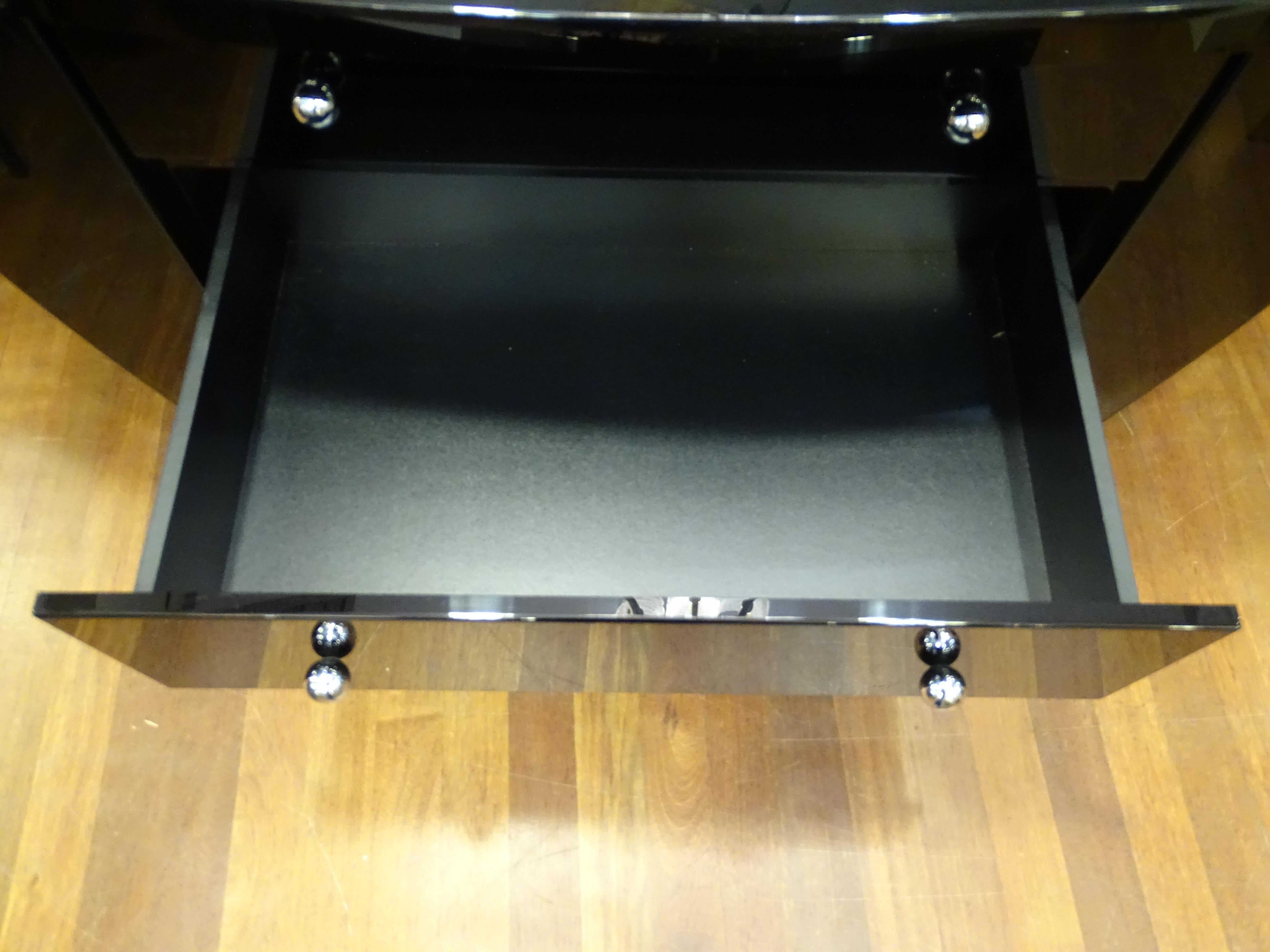 Late 20th Century David Lange 70s Black Sideboard Commode, Lacquered, Signed For Sale