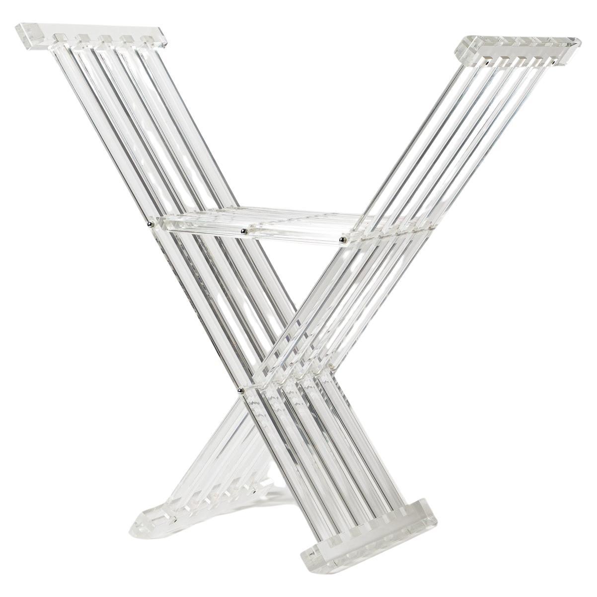 David Lange and Michel Dumas 20th century transparent plexiglas folding chair
