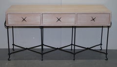 David Lange Bleached Oak Sideboard Chest of Drawers Wrought Iron Base Part Suite