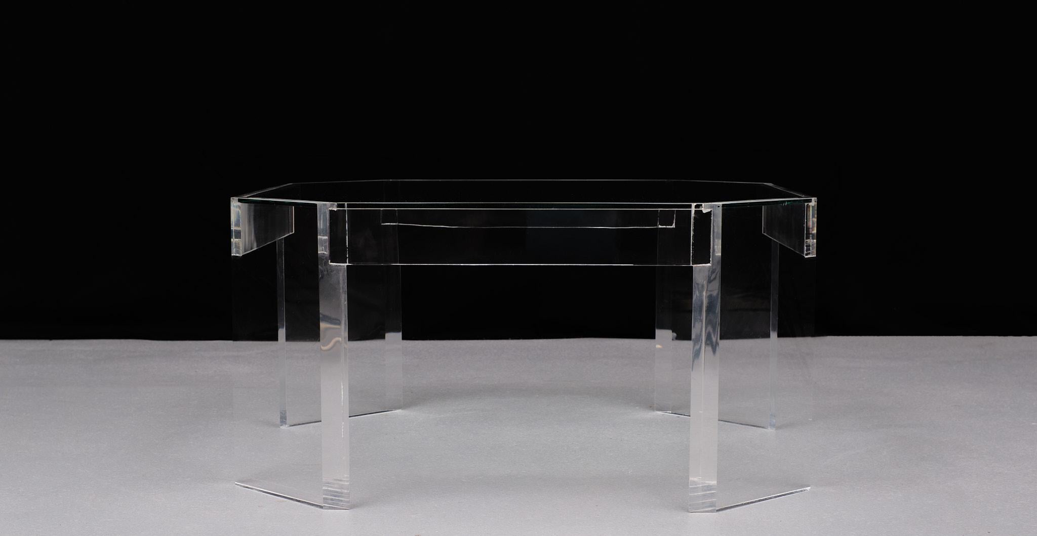 French David Lange  octagonal Lucite coffee table 1970s  For Sale