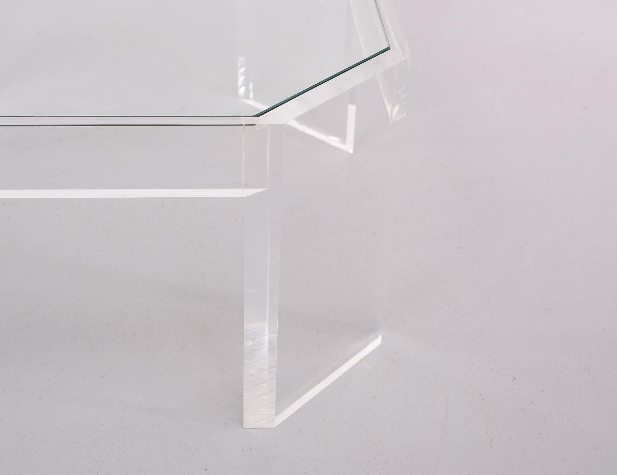 David Lange  octagonal Lucite coffee table 1970s  For Sale 2