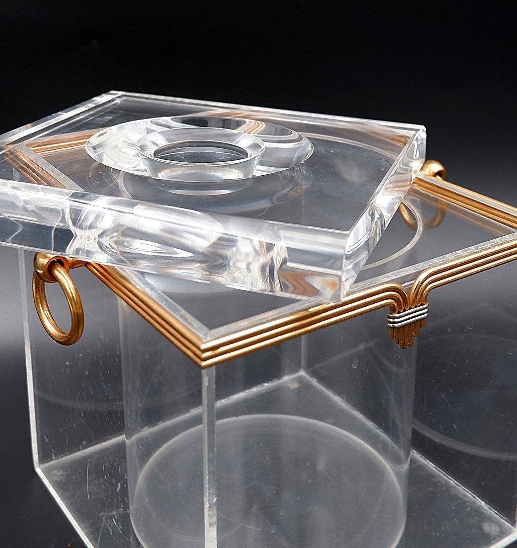 20th Century David Lange Plexiglas Ice Bucket 1970s For Sale