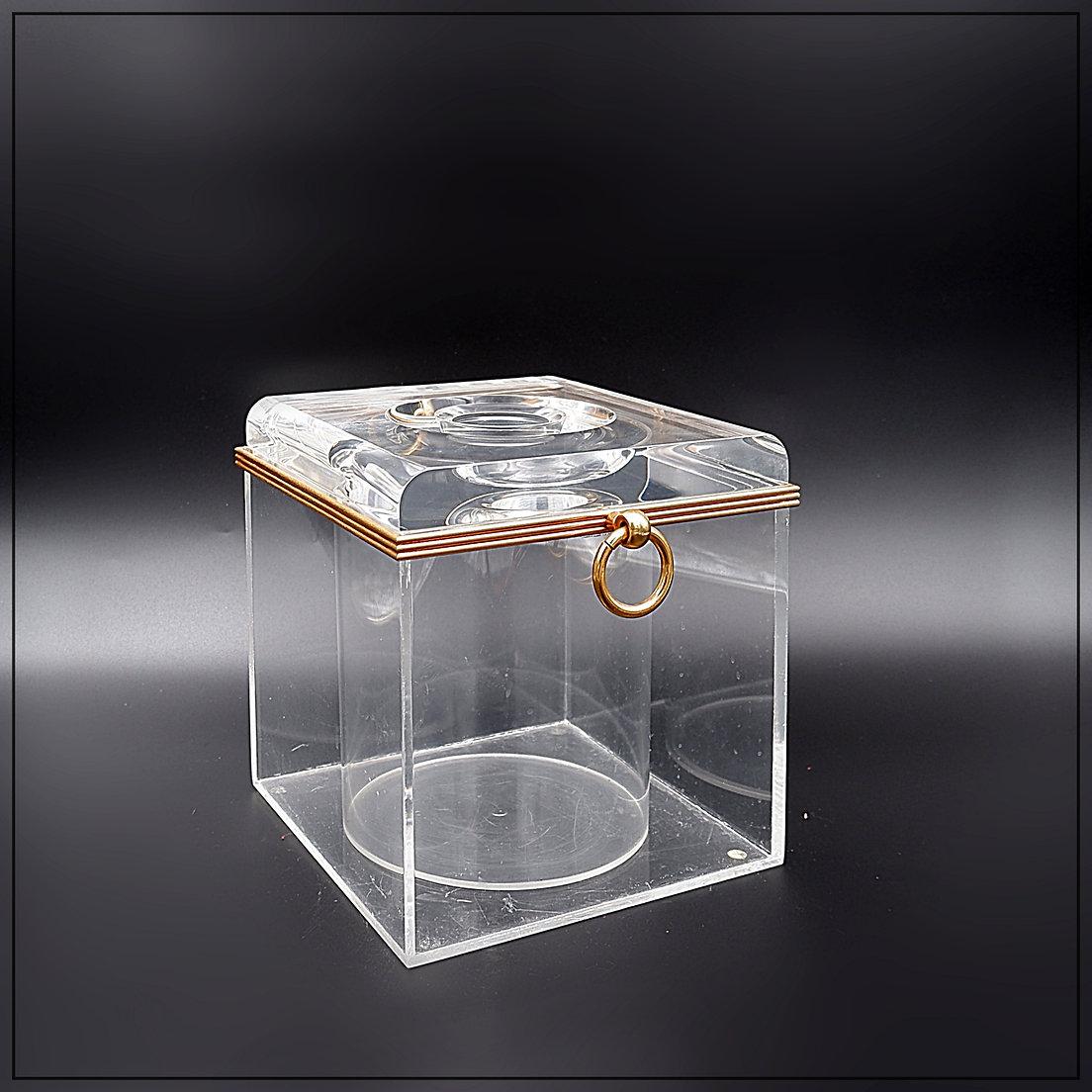 Metal David Lange Plexiglas Ice Bucket 1970s For Sale