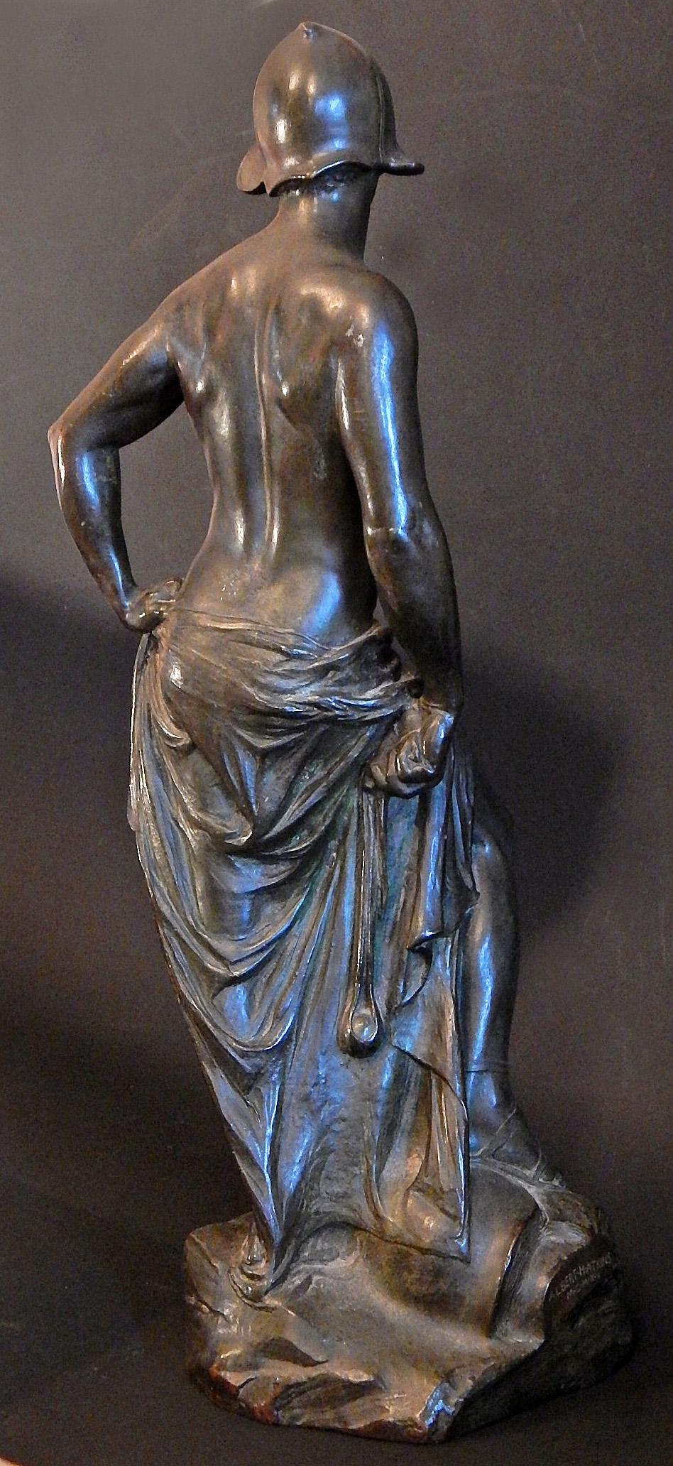 Américain « David », grand et superbe bronze avec figurine masculine semi-nue d'Atkins en vente