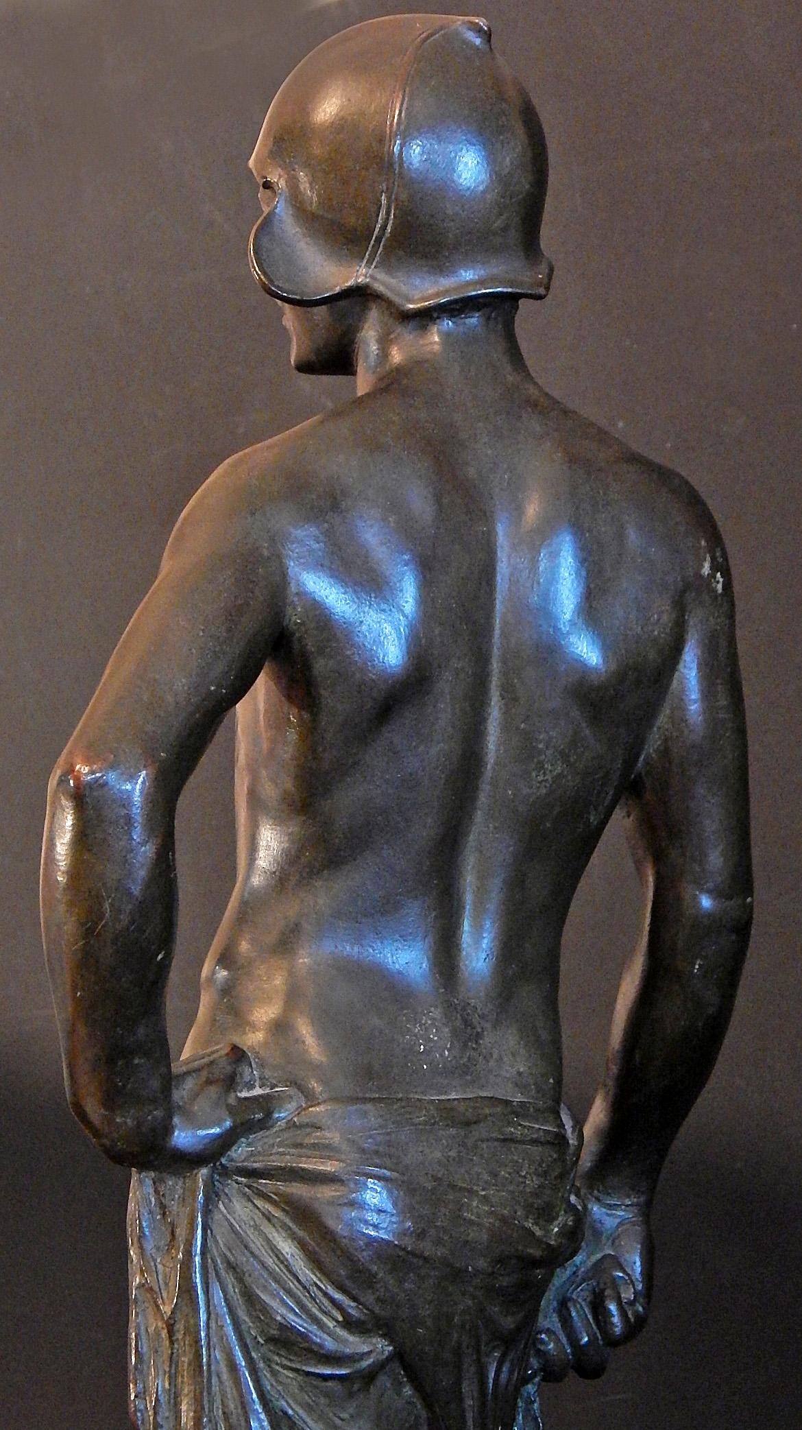 Bronze « David », grand et superbe bronze avec figurine masculine semi-nue d'Atkins en vente