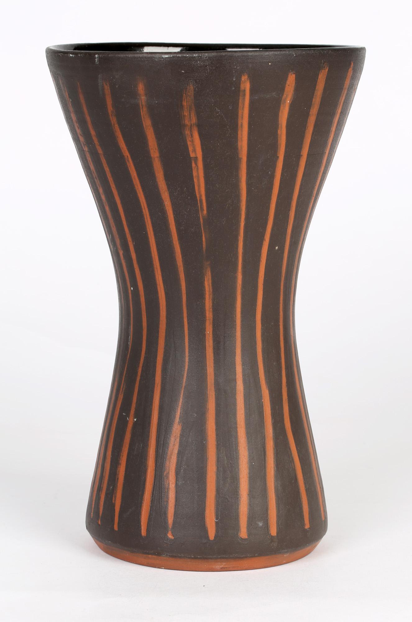 David Leach Vertical Line Design Large Studio Pottery Vase For Sale 4