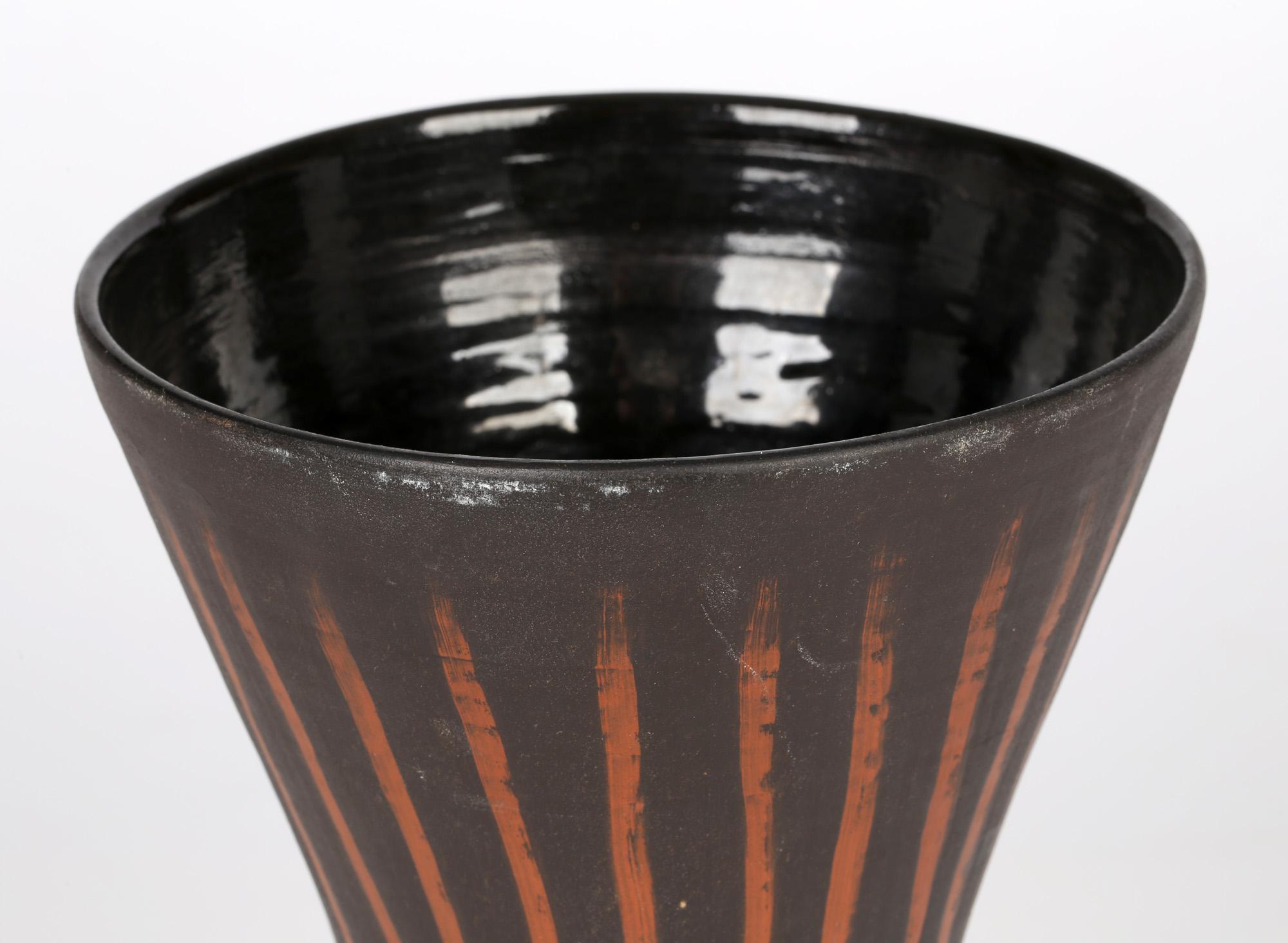 David Leach Vertical Line Design Large Studio Pottery Vase For Sale 2