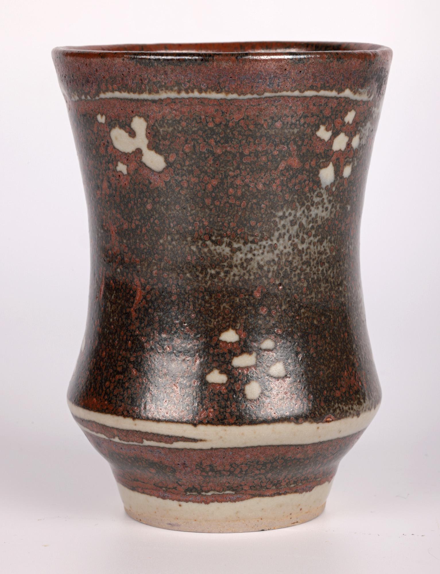 David Leach Lowerdown Pottery Studio Pottery Taille gemusterte Vase  (Handgefertigt) im Angebot