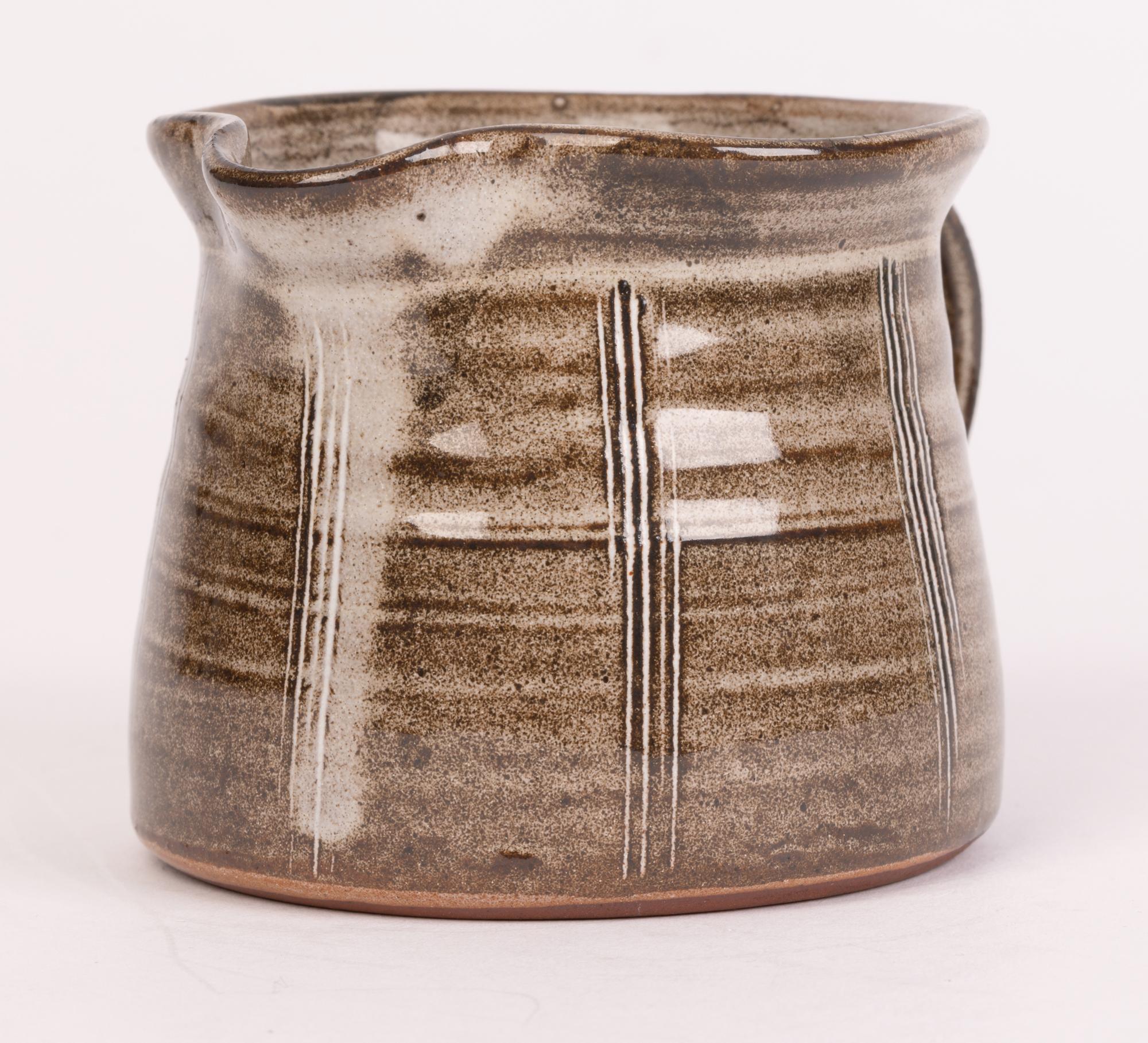 20th Century David Leach Lowerdown Pottery Vertical Linear Pattern Studio Pottery Jug