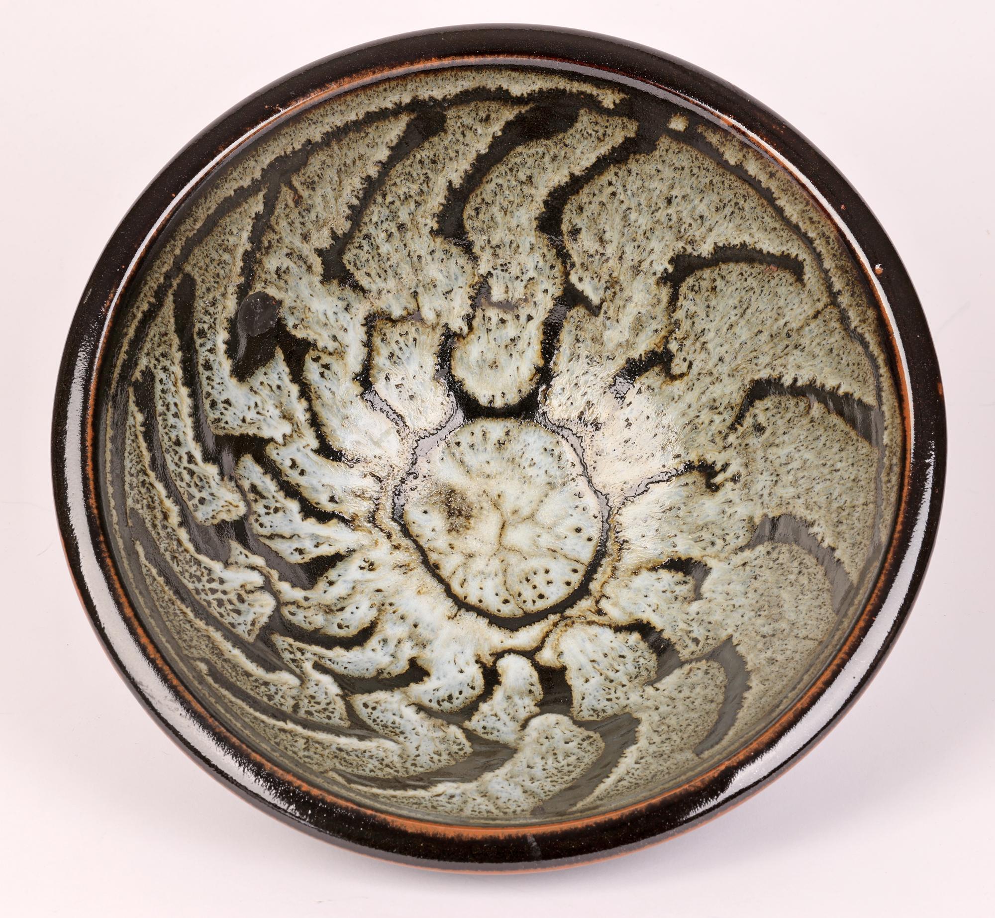 David Leach Tenmoku & Dolomite Glazed Wax Resist Studio Pottery Bowl 4