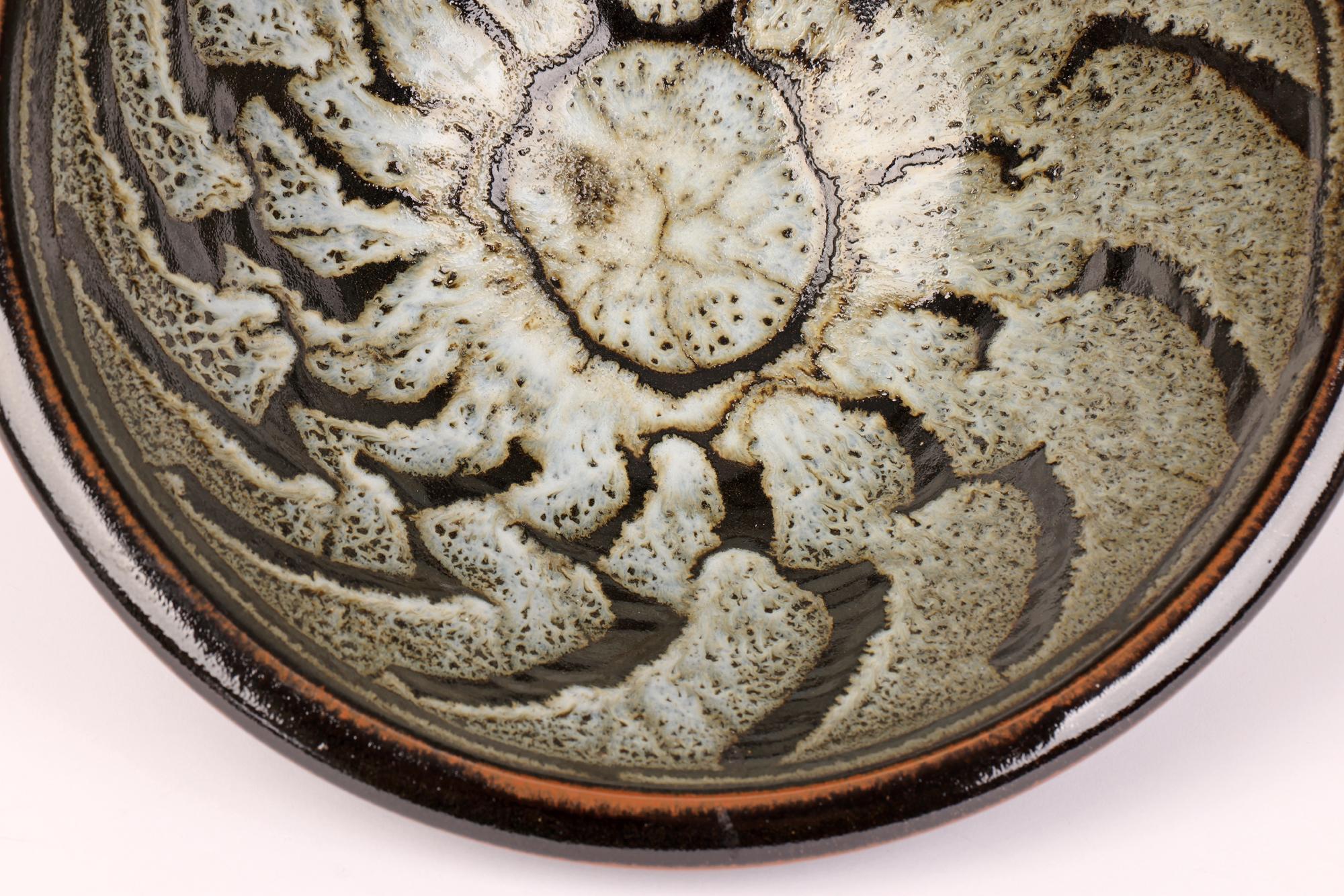 David Leach Tenmoku & Dolomite Glazed Wax Resist Studio Pottery Bowl 5