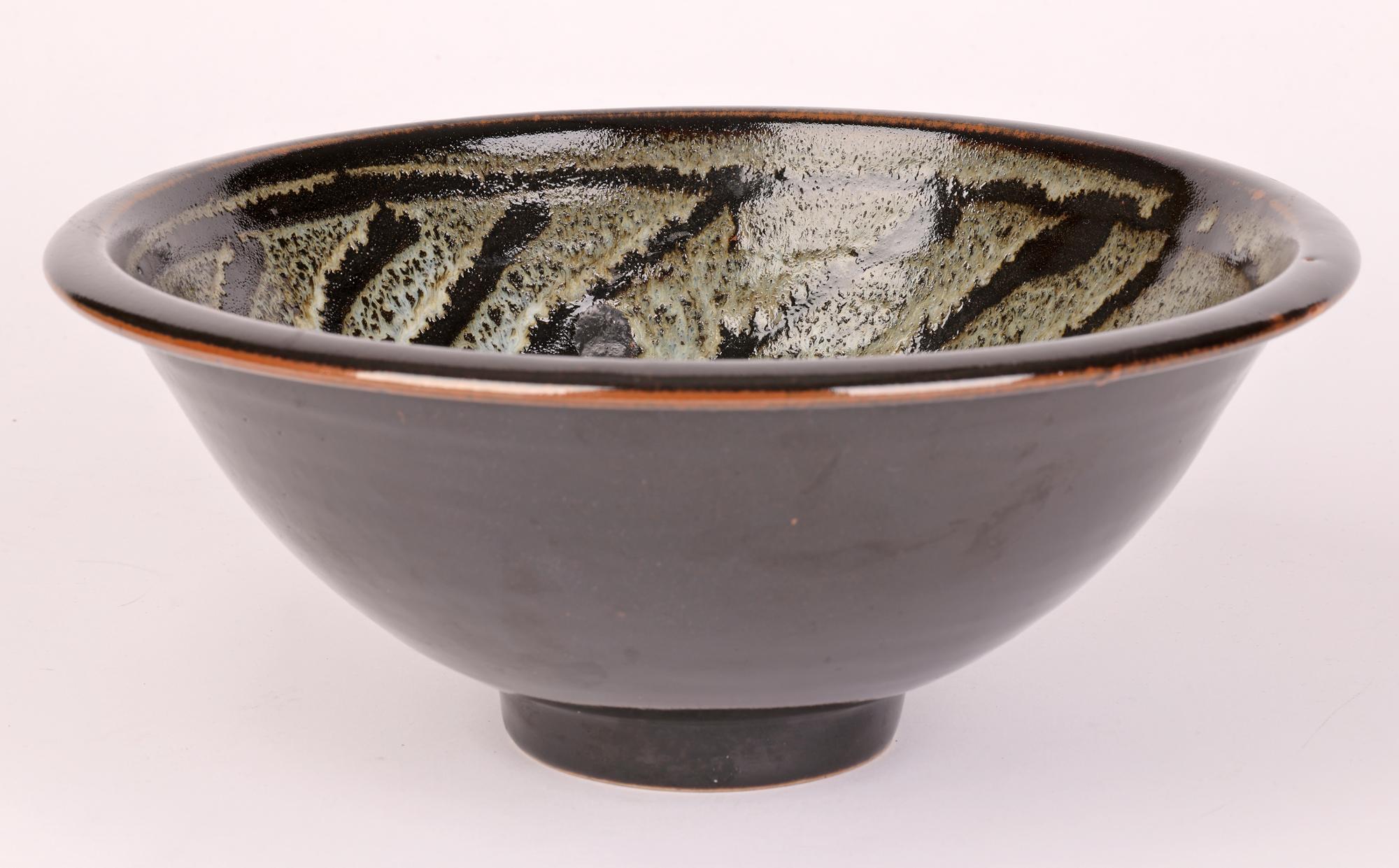 David Leach Tenmoku & Dolomite Glazed Wax Resist Studio Pottery Bowl 7