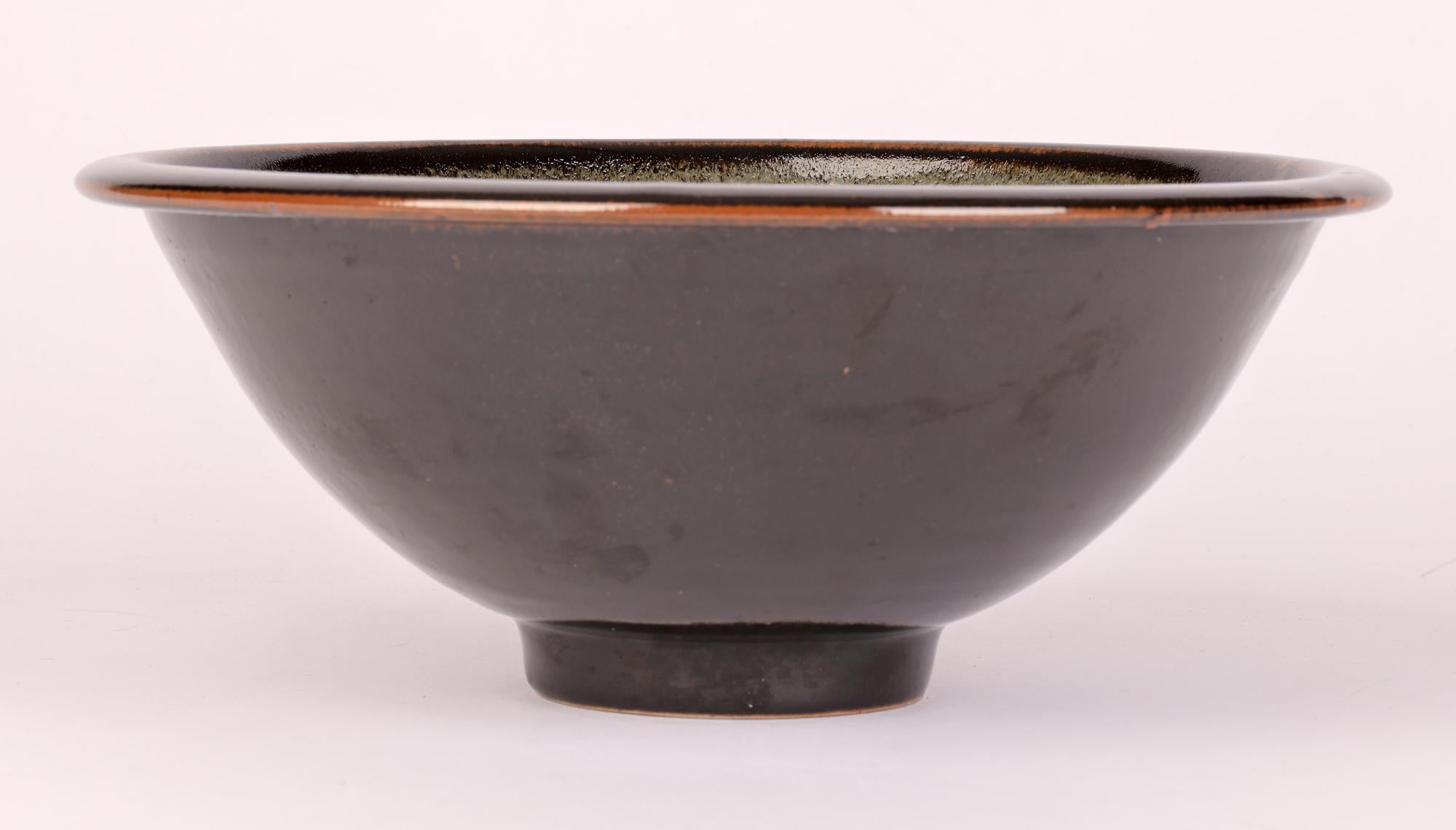 20th Century David Leach Tenmoku & Dolomite Glazed Wax Resist Studio Pottery Bowl