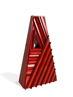 "Raina" Abstract Wood Sculpture in Red by David Lecheminant