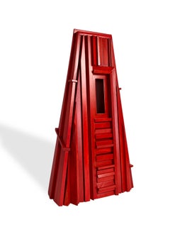 "Regina" Abstract Wood Sculpture in Red by David Lecheminant