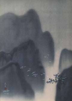 Oiseaux dans une vallée, lithographie impressionniste de David Lee