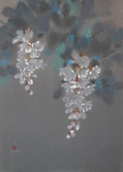Fleurs d'arbres Locust (15), lithographie impressionniste de David Lee