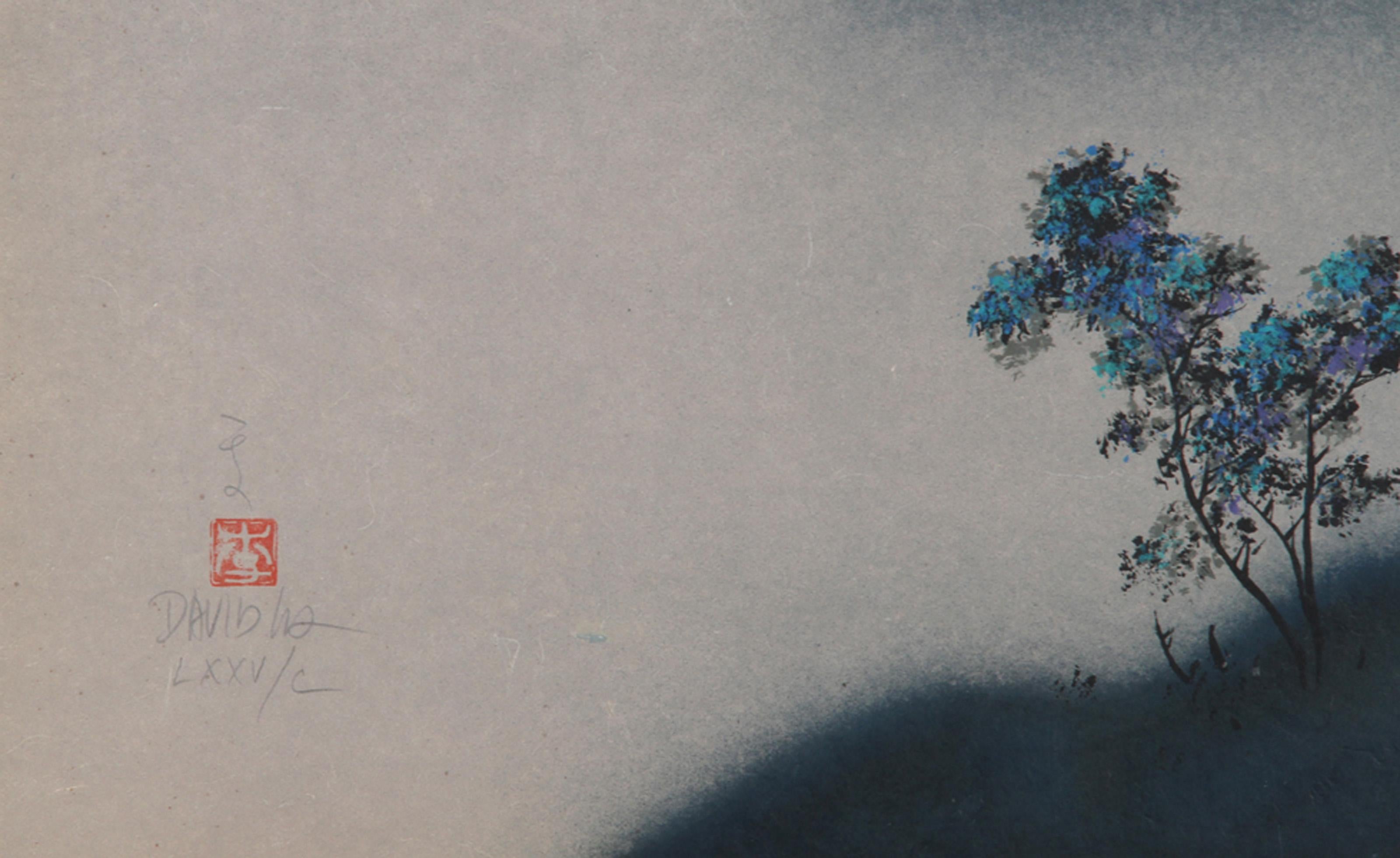Misty Mountains, Impressionist Lithograph by David Lee For Sale 1