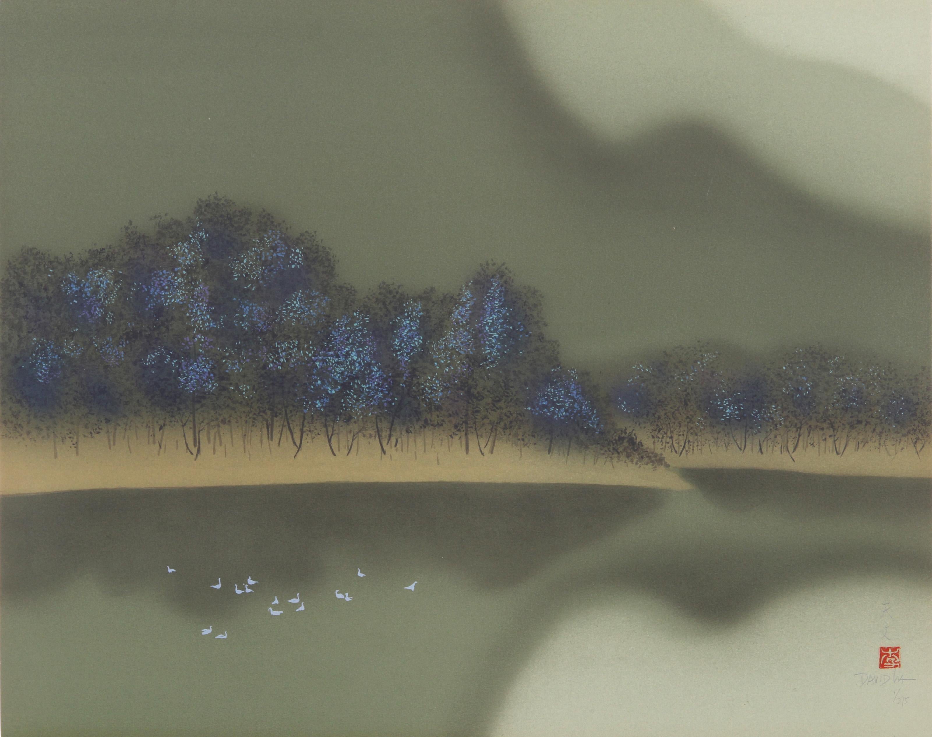 Mountain Lake (6), Impressionist Lithograph by David Lee