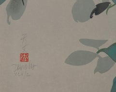 Pink Roses (8), Impressionist Lithograph by David Lee