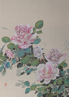 Pink Roses (8), Impressionist Lithograph by David Lee