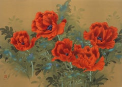 Poppies (9), lithographie impressionniste de David Lee