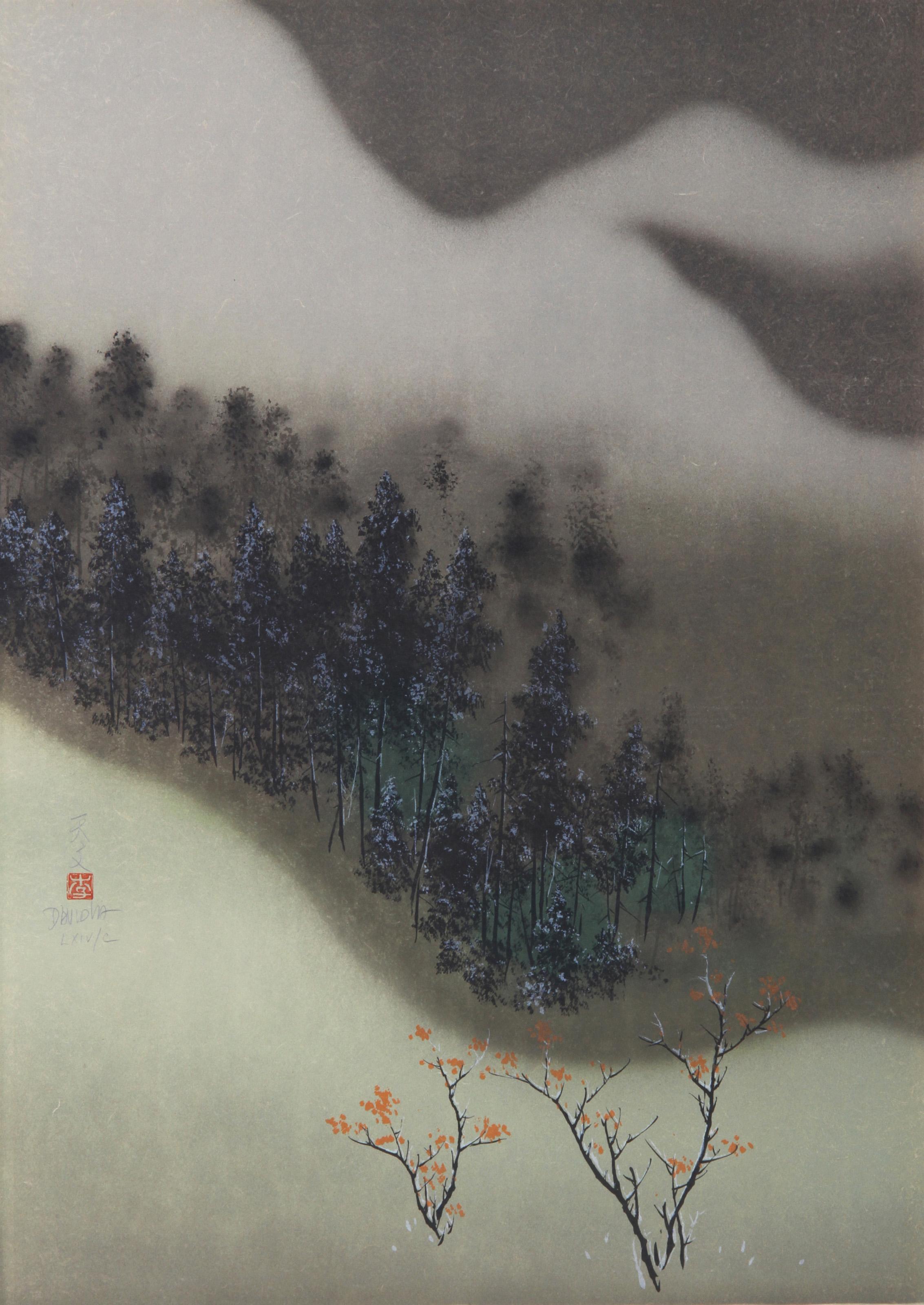 Snowy Mountain, Impressionist Lithograph by David Lee