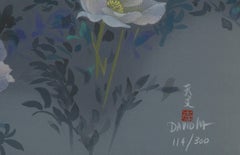 White Bird and Flowers (12), Impressionist Lithograph by David Lee