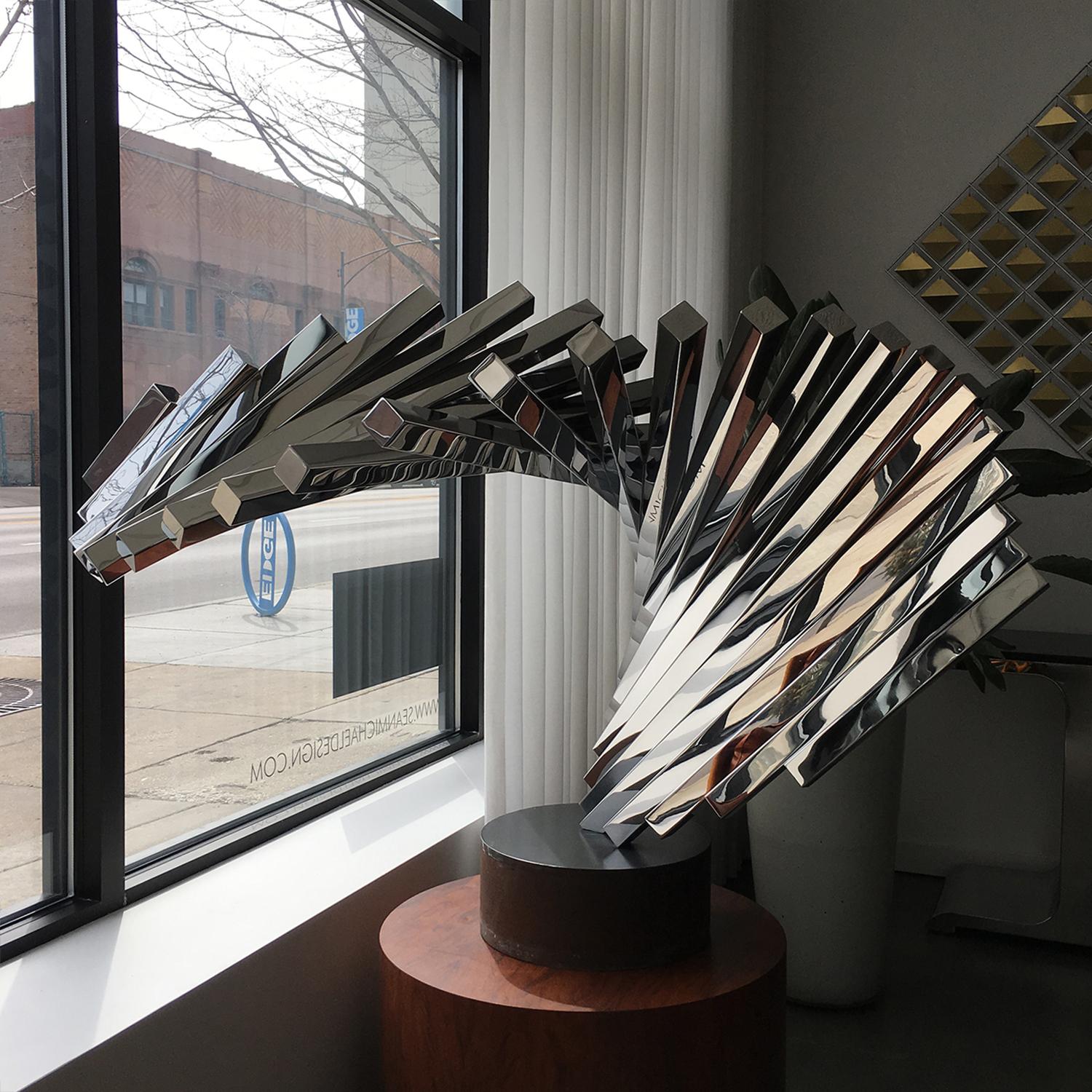 David Lee Brown Abstract Stainless Steel Sculpture for United Airlines 5