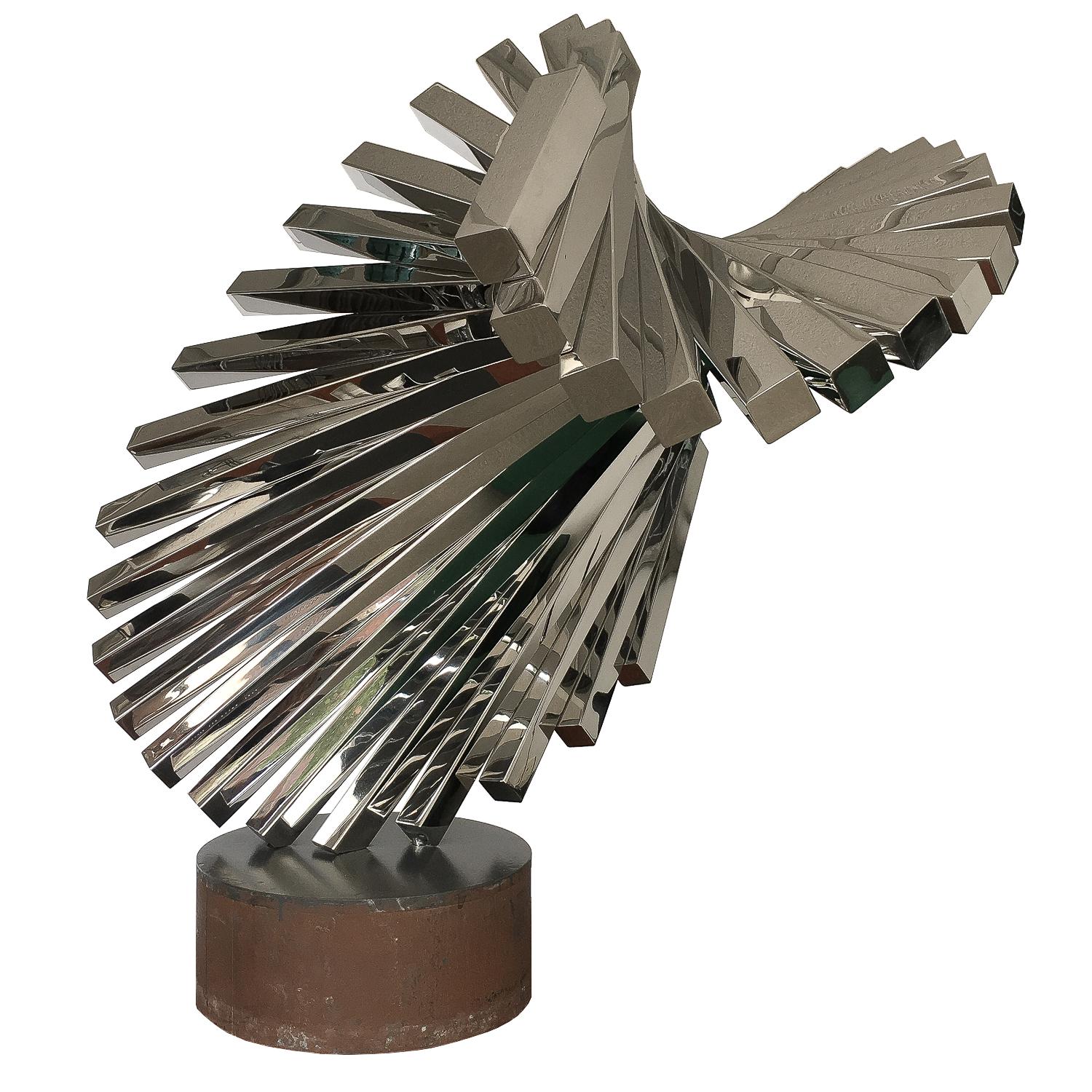 Mid-Century Modern David Lee Brown Abstract Stainless Steel Sculpture for United Airlines