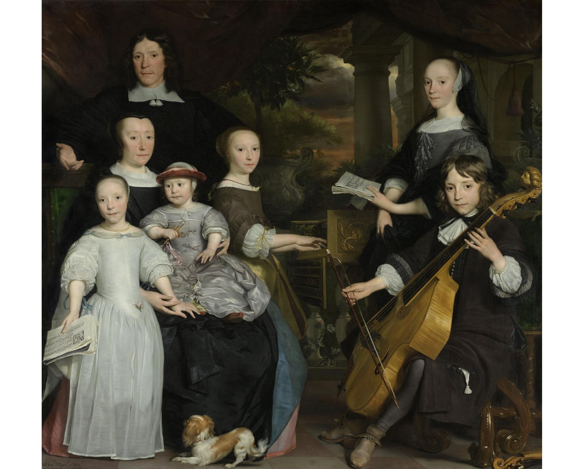 Dutch David Leeuw with Family, after Baroque Oil Painting by Abraham van den Tempel For Sale