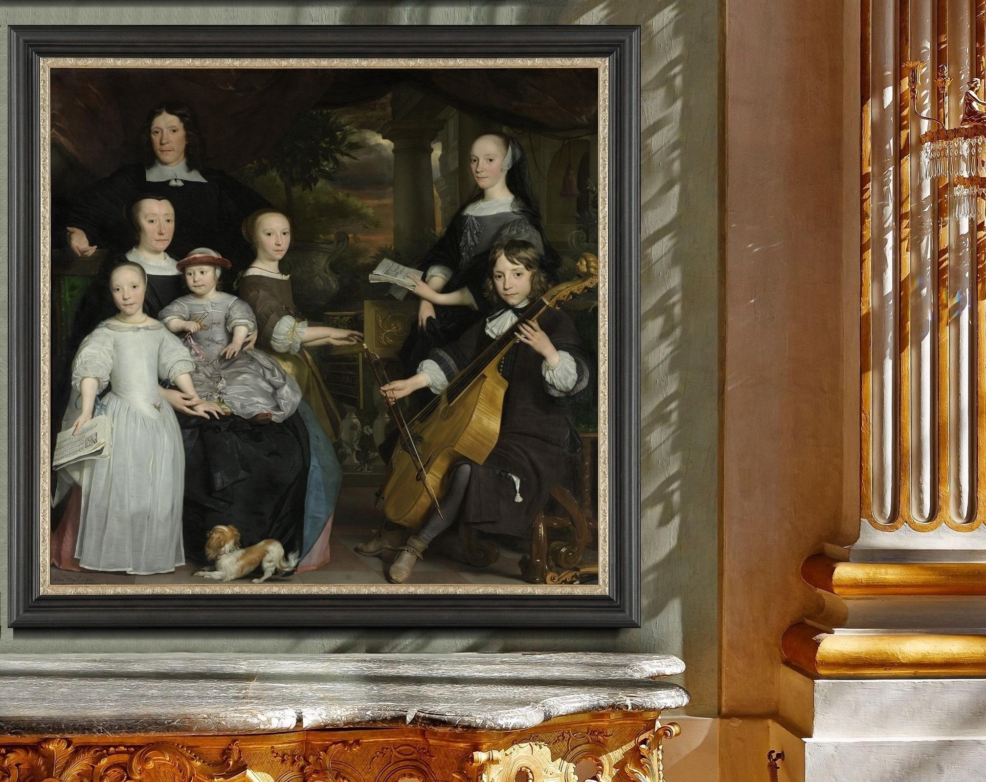 David Leeuw with Family, after Baroque Oil Painting by Abraham van den Tempel In New Condition For Sale In Fairhope, AL
