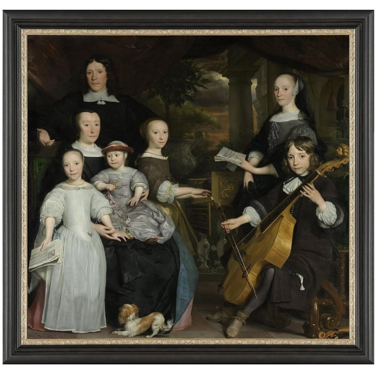 David Leeuw with Family, after Baroque Oil Painting by Abraham van den Tempel For Sale