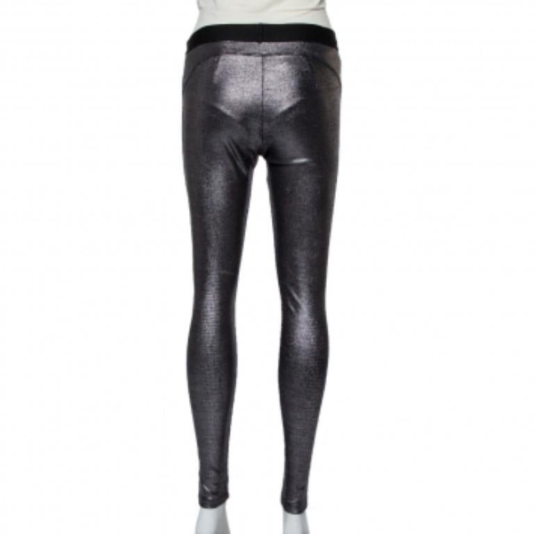 Women's David Lerner Metallic Coated Knit Leggings L For Sale