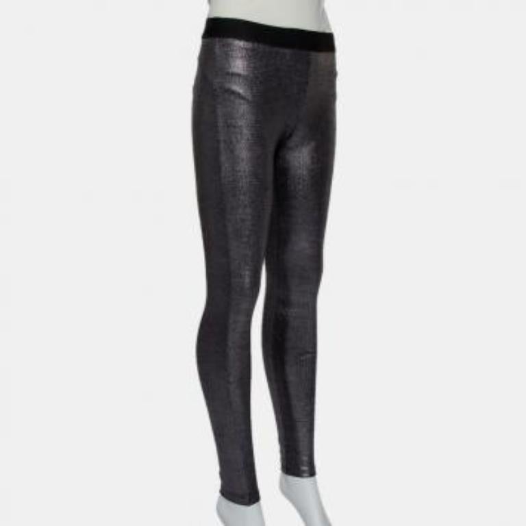 David Lerner Metallic Coated Knit Leggings L For Sale 3