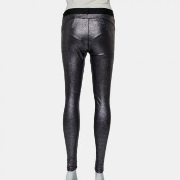 David Lerner Metallic Coated Knit Leggings L For Sale 4