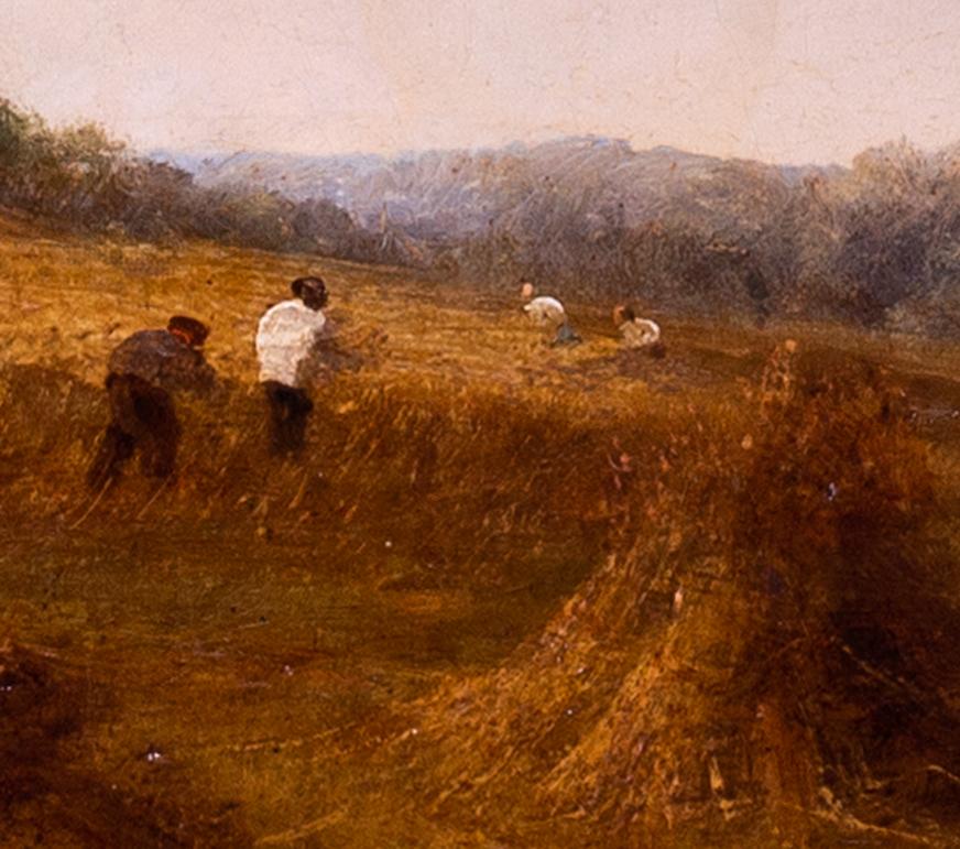 19th Century British harvest scene oil on canvas, by David Leslie For Sale 2