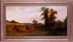 Used 19th Century British harvest scene oil on canvas, by David Leslie