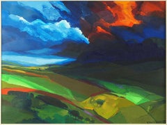 Abstract Landscape "Storm" Oil Painting British Artist David Leverett