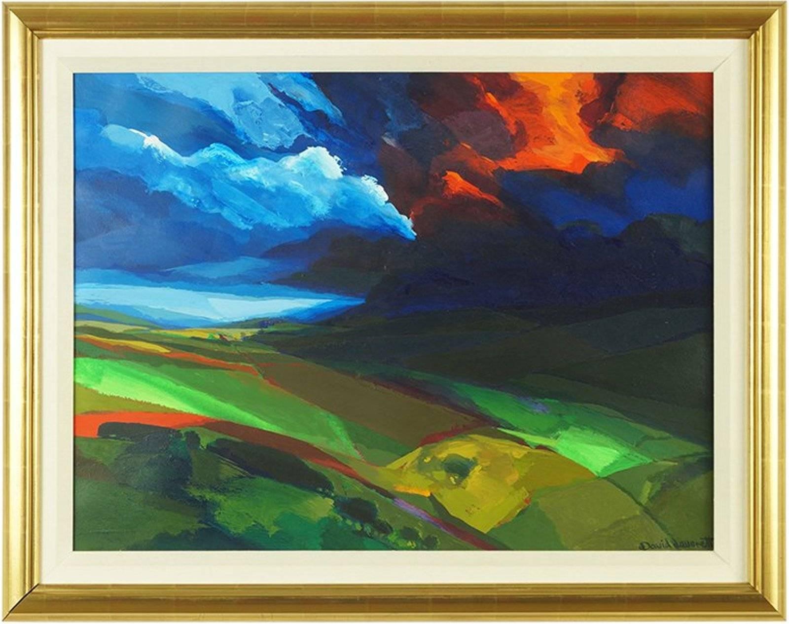 Paesaggio astratto "Tempesta" Pittura a olio Artista britannico David Leverett
