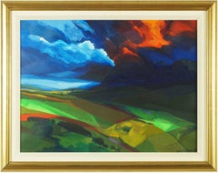 Vintage Abstract Landscape "Storm" Oil Painting British Artist David Leverett